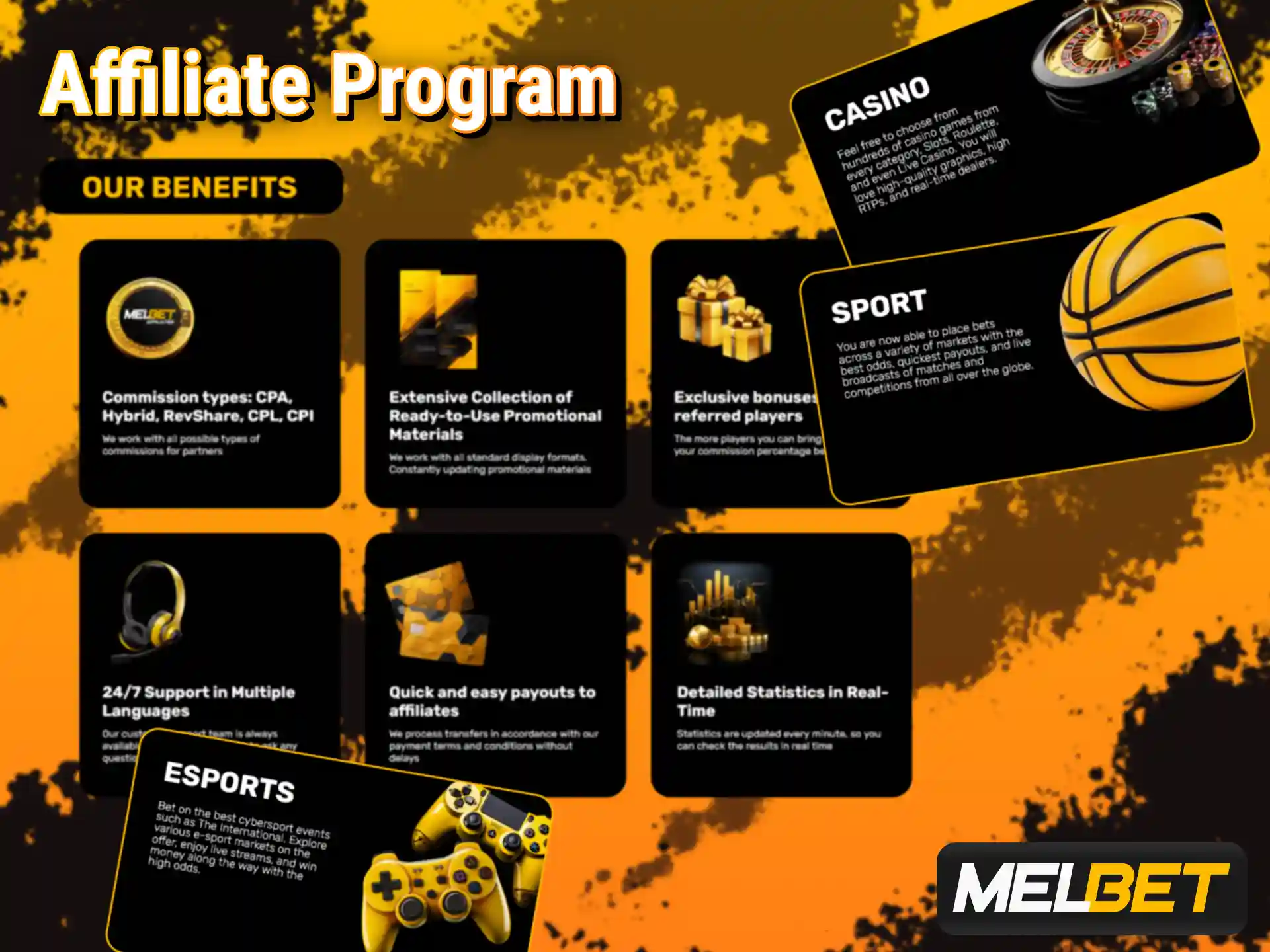 Become a partner to promote the popular Melbet sports betting.